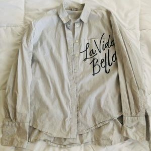 Grey striped button down